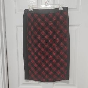 The Limited Black and Red Plaid Pencil Skirt